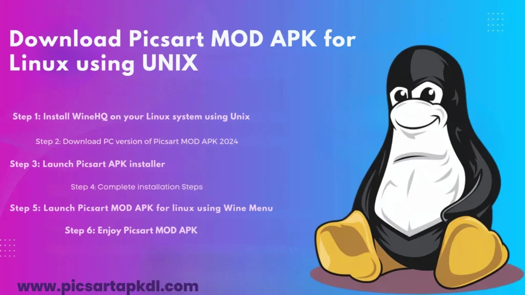 Picsart for linux using UNIX