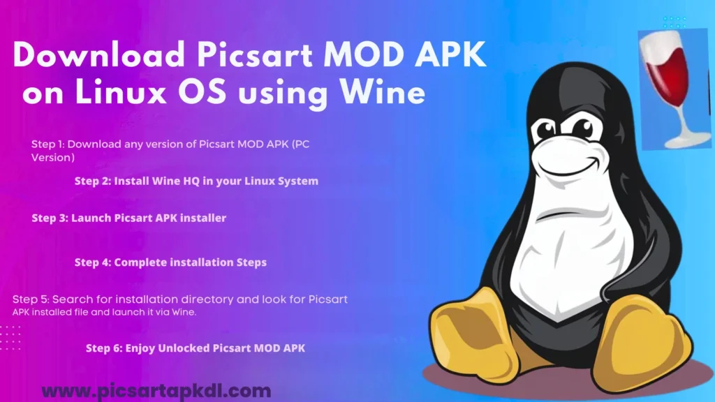 Picsart for linux using wine